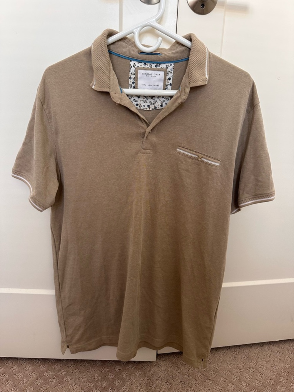 Denim & Flower Men’s Polo Shirt - Taupe Brown